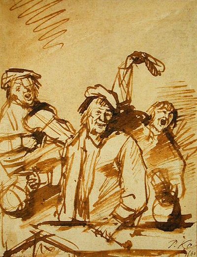 Three Cheerful Young Men, 1660 by Phillips de Koninck